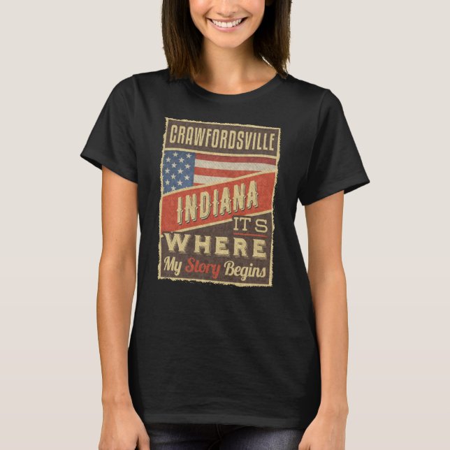Crawfordsville Indiana T Shirt (Framsida)