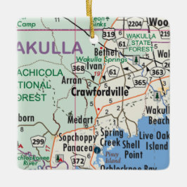 Crawfordville Florida Karta Julgransprydnad Keramik