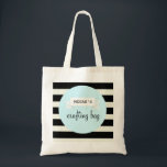 Crawing Tote Bag Tygkasse<br><div class="desc">Den här tote-väskan har en banderoll för mynta gröntar på en svart och vit strimlad bakgrund. Anpassa väskan med ditt namn eller gör den till en väska som passar dina behov!</div>