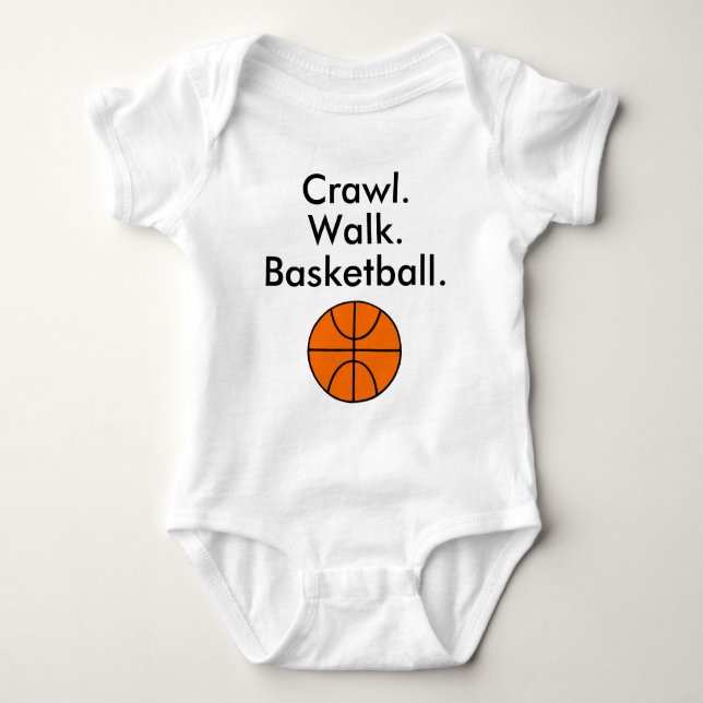 Crawl Walk Basketball Baby Bodykostydräkt T Shirt (Framsida)