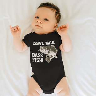 Crawl Walk Bass Fish Funny Baby Fishing T Shirt