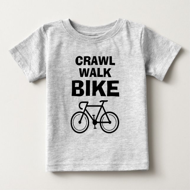 Crawl Walk Bike söt baby t-skjorta för små barn T Shirt (Framsida)