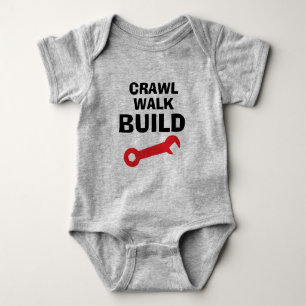 Crawl Walk Build rolig kroppsoverall för babypojke T Shirt