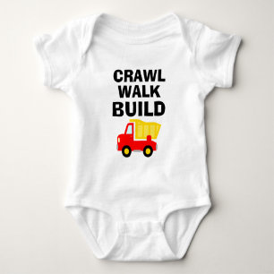 CRAWL WALK BUILD söt byggarbodys för bebis T Shirt