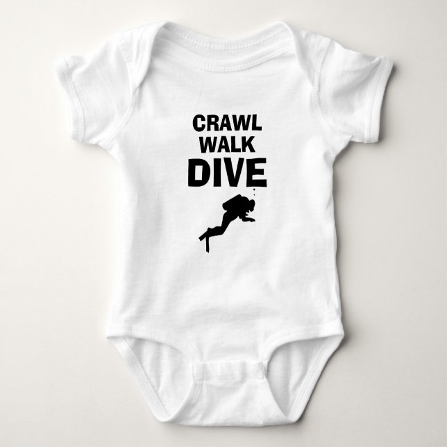 Crawl Walk Dive rolig dykning baby bodysuit Tee Shirt (Framsida)