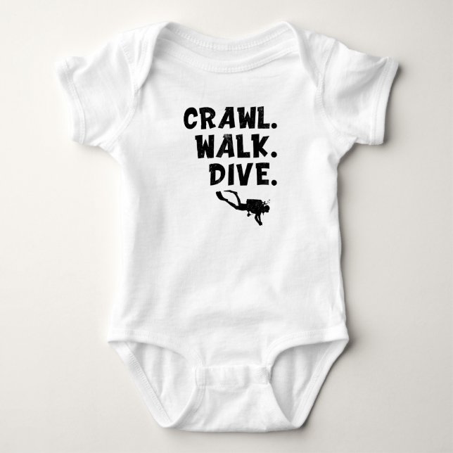 Crawl Walk Dyk, Dykande Bebis T Shirt (Framsida)