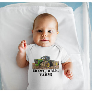 Crawl Walk Farm Funny Tractor Equipment T Shirt