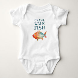 Crawl Walk Fish Funny Watercolor Fishing T Shirt