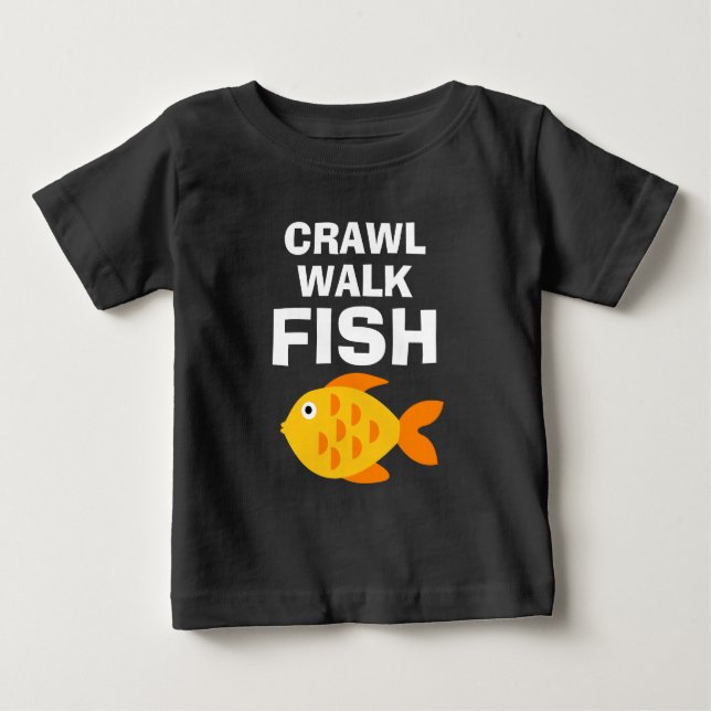 Crawl Walk Fiska rolig fiske baby t-shirt (Framsida)
