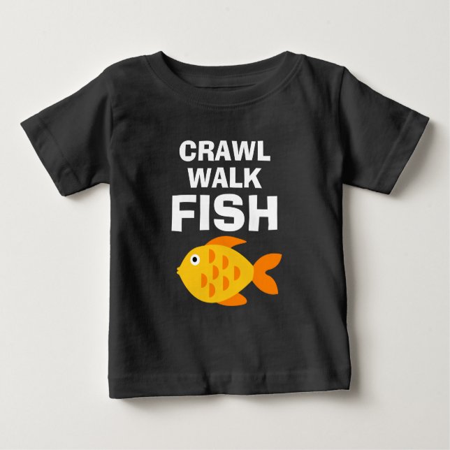 Crawl Walk Fiskar roliga fiskar baby t shirt (Framsida)