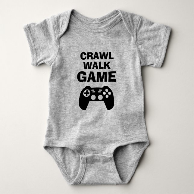 CRAWL WALK GAME fun baby bodysuit for future gamer T Shirt (Framsida)