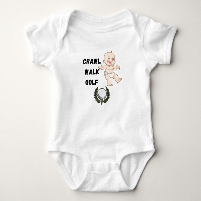 crawl walk golf golfer golfing baby bodysuit t shirt (Framsida)