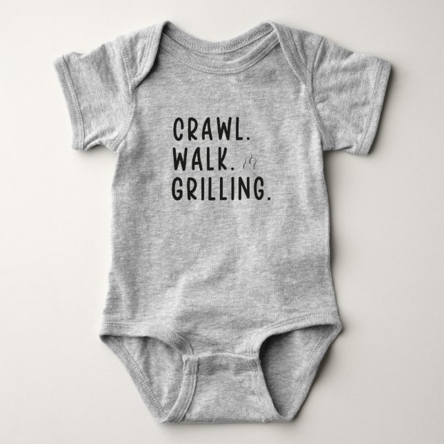 Crawl Walk Grillning Grillfest T Shirt (Framsida)