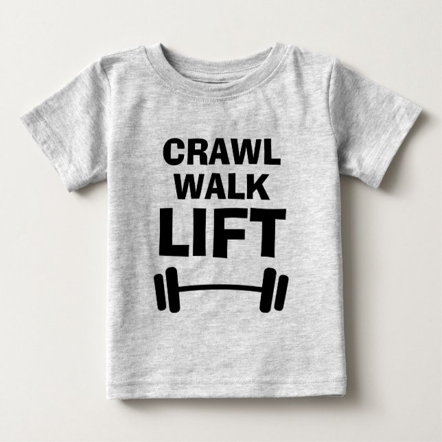 CRAWL WALK HISS lustiga fitness citat baby shirts T-shirt (Framsida)