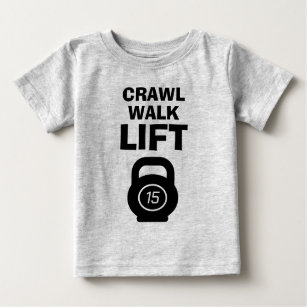 CRAWL WALK HISS söt fitness-citat baby-skjorta T Shirt