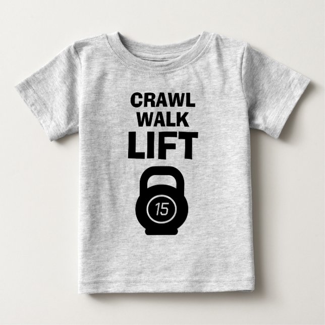 CRAWL WALK HISS söt fitness-citat baby-skjorta T Shirt (Framsida)