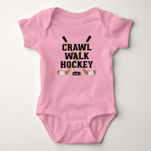 Crawl Walk Hockey Cute Funny Infant Girl T Shirt