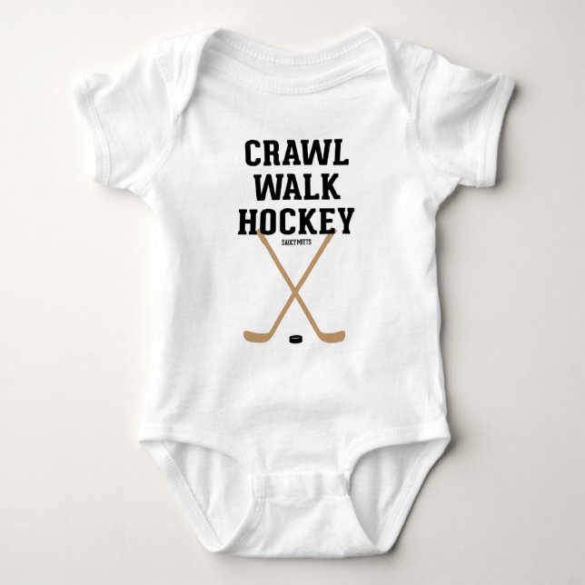 Crawl Walk Hockey Sticks Baby Infant Bodydress 2 Tröja (Framsida)