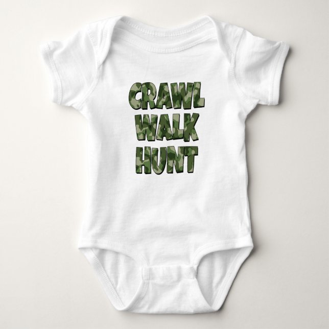 Crawl Walk Hunt roligt pojke-skjorta T-shirt (Framsida)
