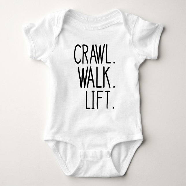 Crawl Walk Lyft Baby - Träna Baby T Shirt (Framsida)