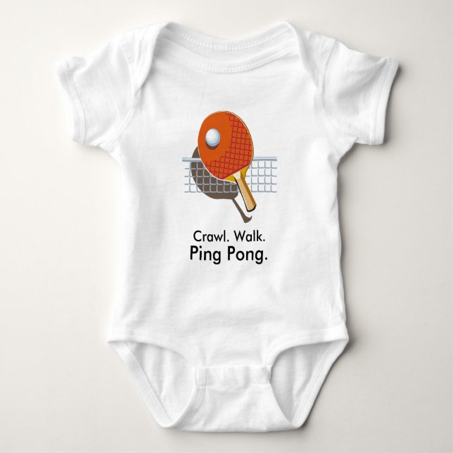 Crawl Walk Ping Pong Bord Tennis Baby Bodykostym T Shirt (Framsida)