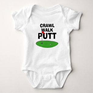 Crawl Walk Putt söt golfande baby body T Shirt