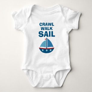 Crawl Walk Sail baby-kroppsdräkt för liten sjöman T Shirt