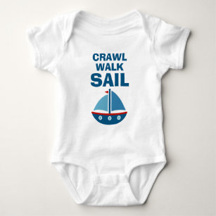 Crawl Walk Sail baby-kroppsdräkt för liten sjöman T Shirt