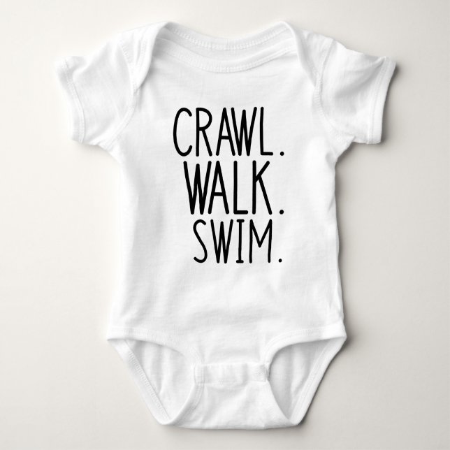 Crawl Walk Simma, Cute Little Swimmer T Shirt (Framsida)