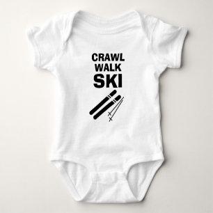 Crawl Walk Ski rolig skidåkning baby body T Shirt