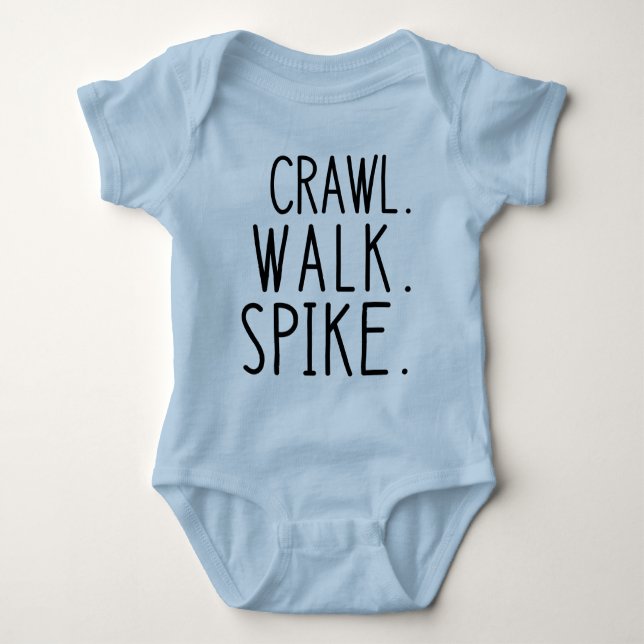 Crawl Walk Spike, Cute Volleyball Baby T Shirt (Framsida)