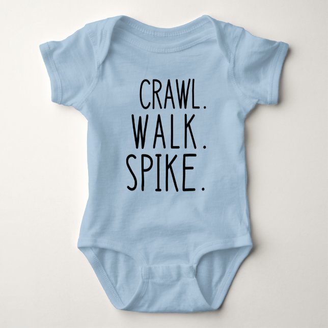 Crawl Walk Spike, Söt Volleyboll Bebis T Shirt (Framsida)