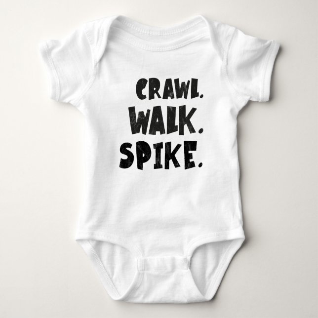 Crawl Walk Spike - Volleyball Baby T Shirt (Framsida)