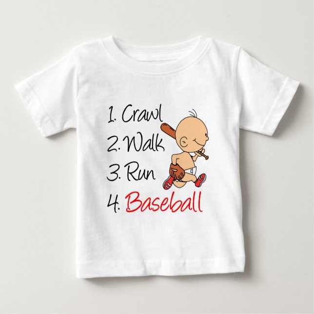 Crawl Walk Springa Baseball Tee (Framsida)