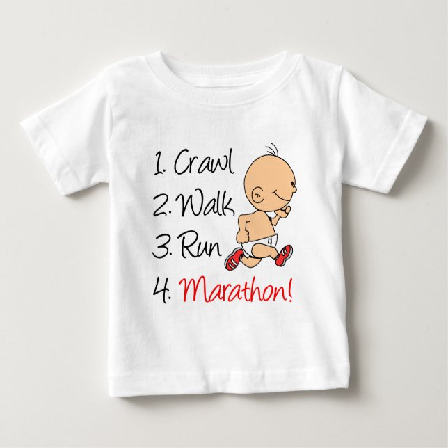Crawl Walk Springa Marathon T-shirt (Framsida)