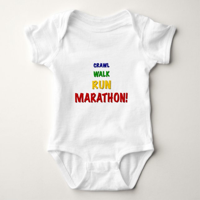Crawl Walk Springa Marathon Tee Shirt (Framsida)