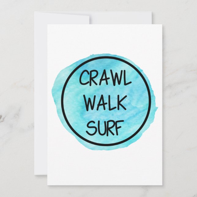 Crawl Walk Surf med Blå Design Inbjudningar (Framsida)