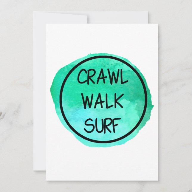 Crawl Walk Surf med grön design Inbjudningar (Framsida)