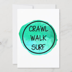 Crawl Walk Surf med grön design Inbjudningar