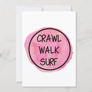 Crawl Walk Surf med Rosa Design Inbjudningar