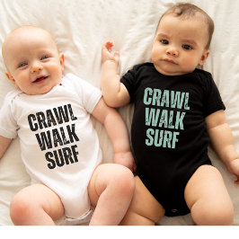Crawl Walk Surf Sommar Baby Body T Shirt