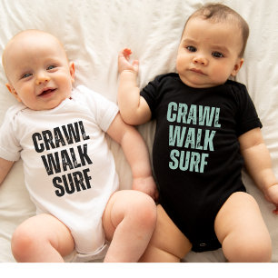 Crawl Walk Surf Sommar Liten surfare Baby Body T Shirt