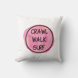 Crawl Walk Surf with Pink Design Kudde