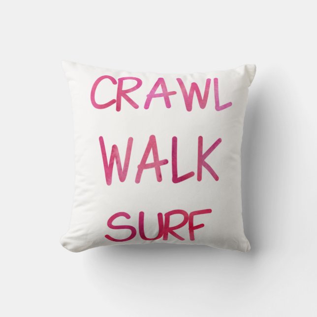 Crawl Walk-Surfa med Rosa Teckensnitt Kudde (Framsida)