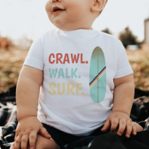 Crawl Walk Surfa Retro Vintage Blue Surfboard