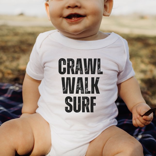 Crawl Walk Surfa Sommarydräkt Baby Bodydräkt T Shirt (Skapare uppladdad)