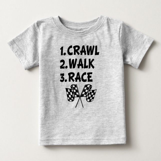 Crawl Walk Tävling lustig pojke-skjorta T Shirt (Framsida)