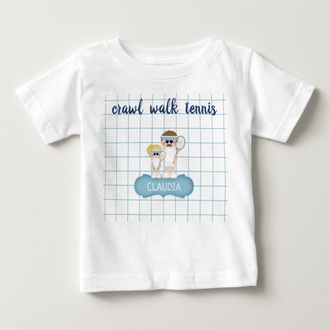 Crawl Walk Tennis Baby Tshirt T Shirt (Framsida)