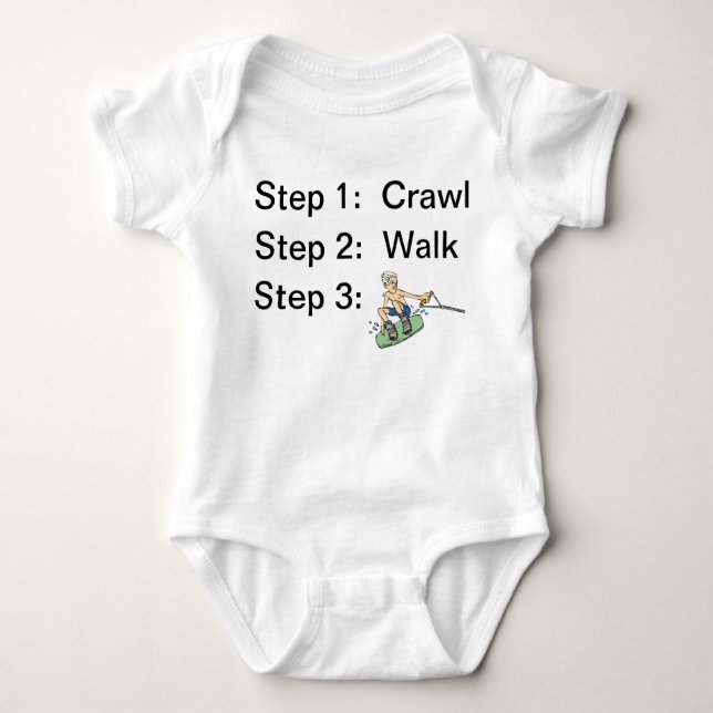 Crawl Walk Wakeboard Baby Bodykostydräkt T Shirt (Framsida)