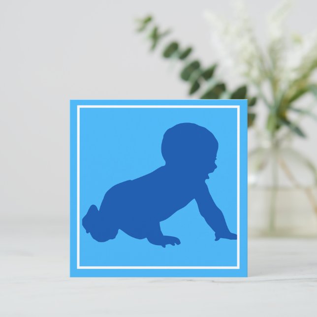 Crawling - inbjudan till baby blue babyvisningspro (Stående Fram)
